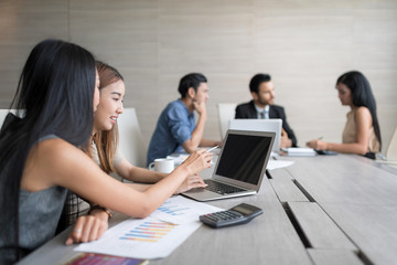 Businessmen were having discussing about their work. Business Corporation Organization Teamwork Concept. Setup studio shooting.