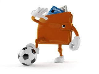 Wallet character with soccer ball