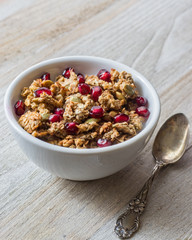 Granola Bowl with Pomegranate Seeds