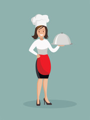 Chef woman in apron.