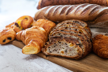 Assortment of baked French bread