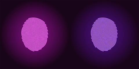 Neon icon of Purple and Violet Fingerprint
