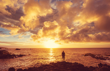 Obraz premium Hawaiian beach at sunrise