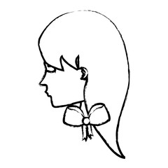 avatar woman with long hair over white background, vector illustration