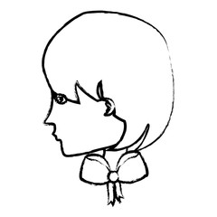 sketch of woman with short hair over white background, vector illustration