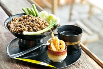 Northern Thai Spicy minced pork salad or 