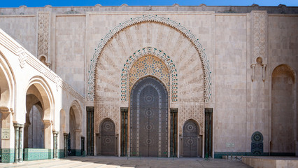 Fototapeta na wymiar Architectural detail from the Hassan II Mosque in Casablanca, Morocco.
