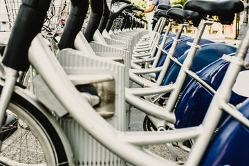 Rental bicycles for urban transport within the sustainable city in Valencia.