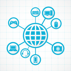 Devices icon and technology , connection concept with globe integrated