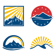 Peak Mountain Star burst Logo Set