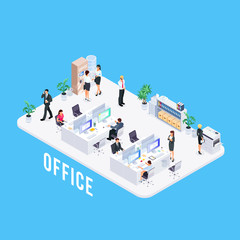 3d office with workers.