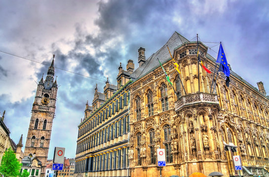 The City Hall and the Belfry of Ghent, Belgium
