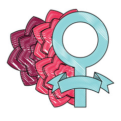 female symbol with beautiful flowers  over white background, colorful design. vector illustration