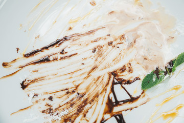 dirty plate. chocolate texture. delicious desert