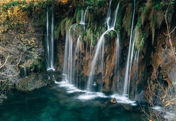 Amazing Waterfalls in Croatian Plitvice Lakes National Park