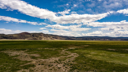 Fototapeta premium Aerial view of Dobie Meadows in the Owens Valley, Mono County, California