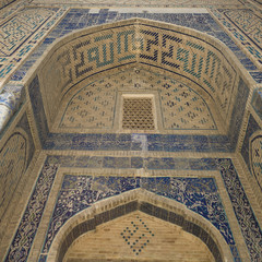 Background from arabesque design inside dome of a mosque in ancient Bukhara, Uzbekistan.