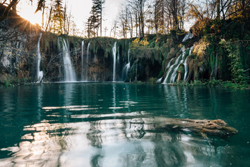 Amazing Waterfalls in Croatian Plitvice Lakes National Park