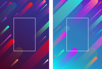 Colorful backgrounds with frame and geometric pattern.