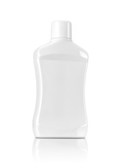 blank packaging mouthwash white plastic bottle isolated on white background