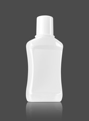 blank packaging mouthwash plastic bottle isolated on gray background