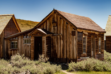 Fototapeta na wymiar The ghost, mining town of Bodie in Mono County, California sits in a state of arrested decay 