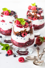 Layered dessert in a jar.