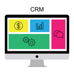 CRM customer relationship management concept flat vector illustration. - 209744212
