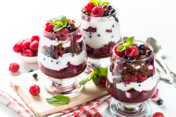 Layered dessert in a jar.