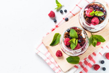 Layered dessert in a jar.
