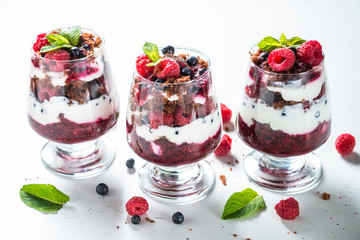 Layered dessert in a jar.