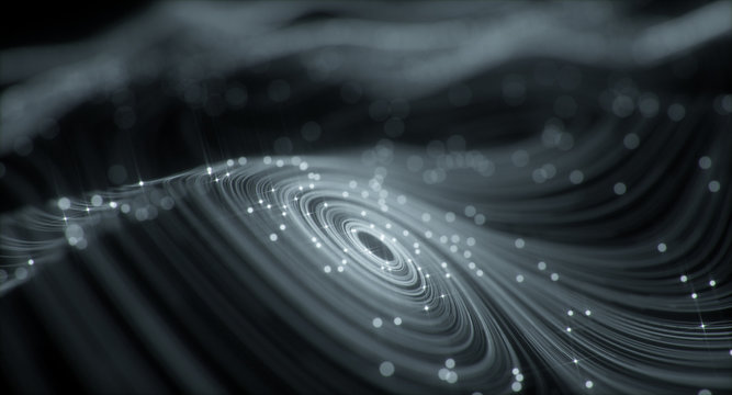 3D Topographic map background concept. Topo contour map. Rendering abstract illustration. Valleys and mountains. Geography concept. Wavy backdrop. Space surface. magic blue neon light curved lines