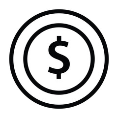 money coin icon with outline style