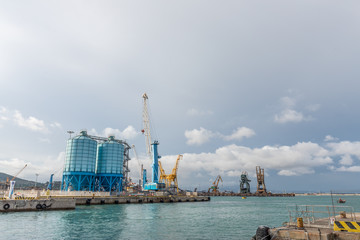 Industrial settlements in the port of Piombino, Tuscany, Italy