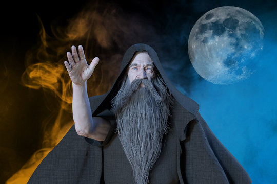 3D Illustration of an elderly the wizard