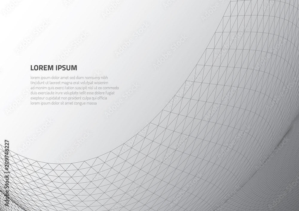 Poster abstract 3d surface. distortion of space and matter. modern technology for designing volume objects.