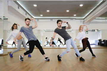 Group of four hip-hop dancers