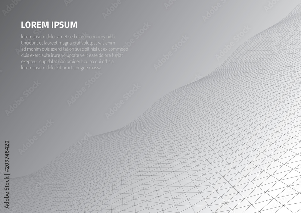 Poster abstract 3d surface. distortion of space and matter. modern technology for designing volume objects.
