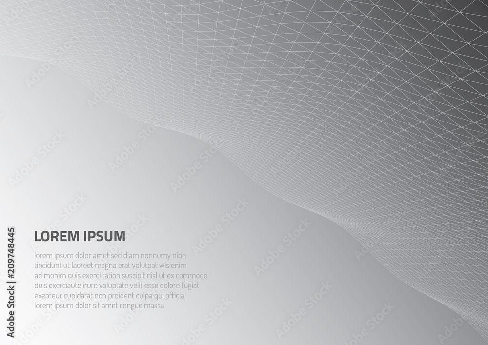 Poster abstract 3d surface. distortion of space and matter. modern technology for designing volume objects.