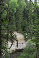 Fototapeta premium Outcrops of Taevaskoda on the Ahja river, Estonia Polva