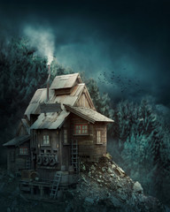 Witch house in mysterious forest