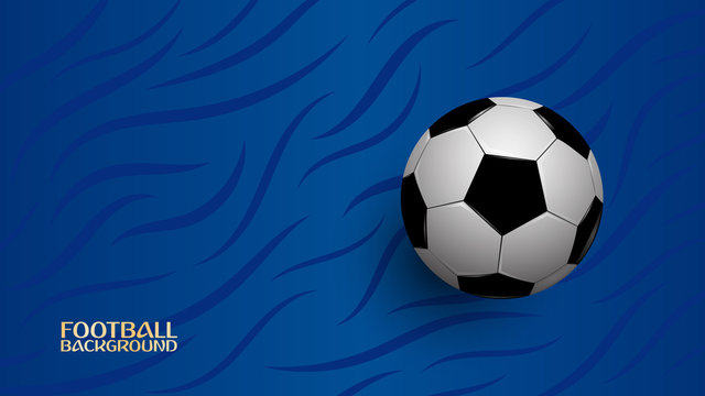 Realistic football on blue background, football championship cup, abstract background, vector illustration