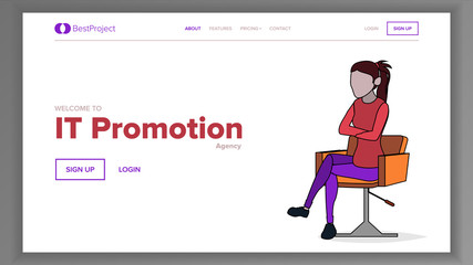 Modern Landing Page Concept Vector. Woman. Line. Main Website Page Design. Consumerism Template Illustration