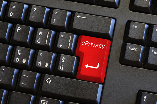 Keyboard with red ePrivacy Button. ePrivacy regulation, a proposal for a Regulation on Privacy and Electronic Communications