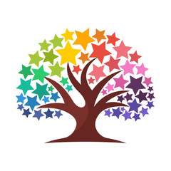 icon illustration with star tree concept