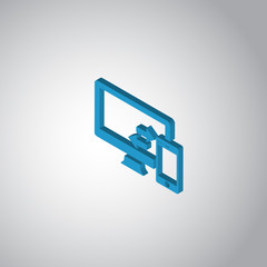 Fototapeta premium computer and phone icon vector sign and symbol isolated on white background, computer and phone logo concept