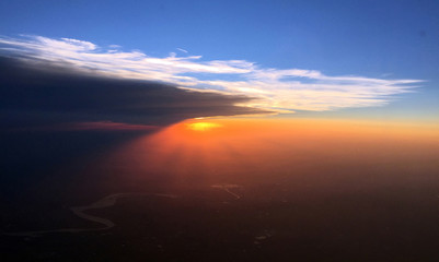 Aerial Sunset and River