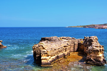 View of the beautiful coast Otranto, Italy