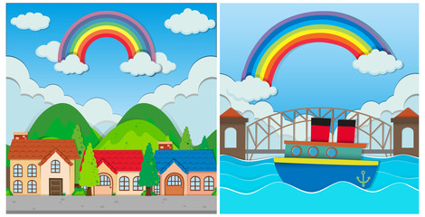 A Set of Beautiful Rainbow Scene