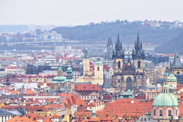 Obraz premium Old city buildings from above in a cloudy day.